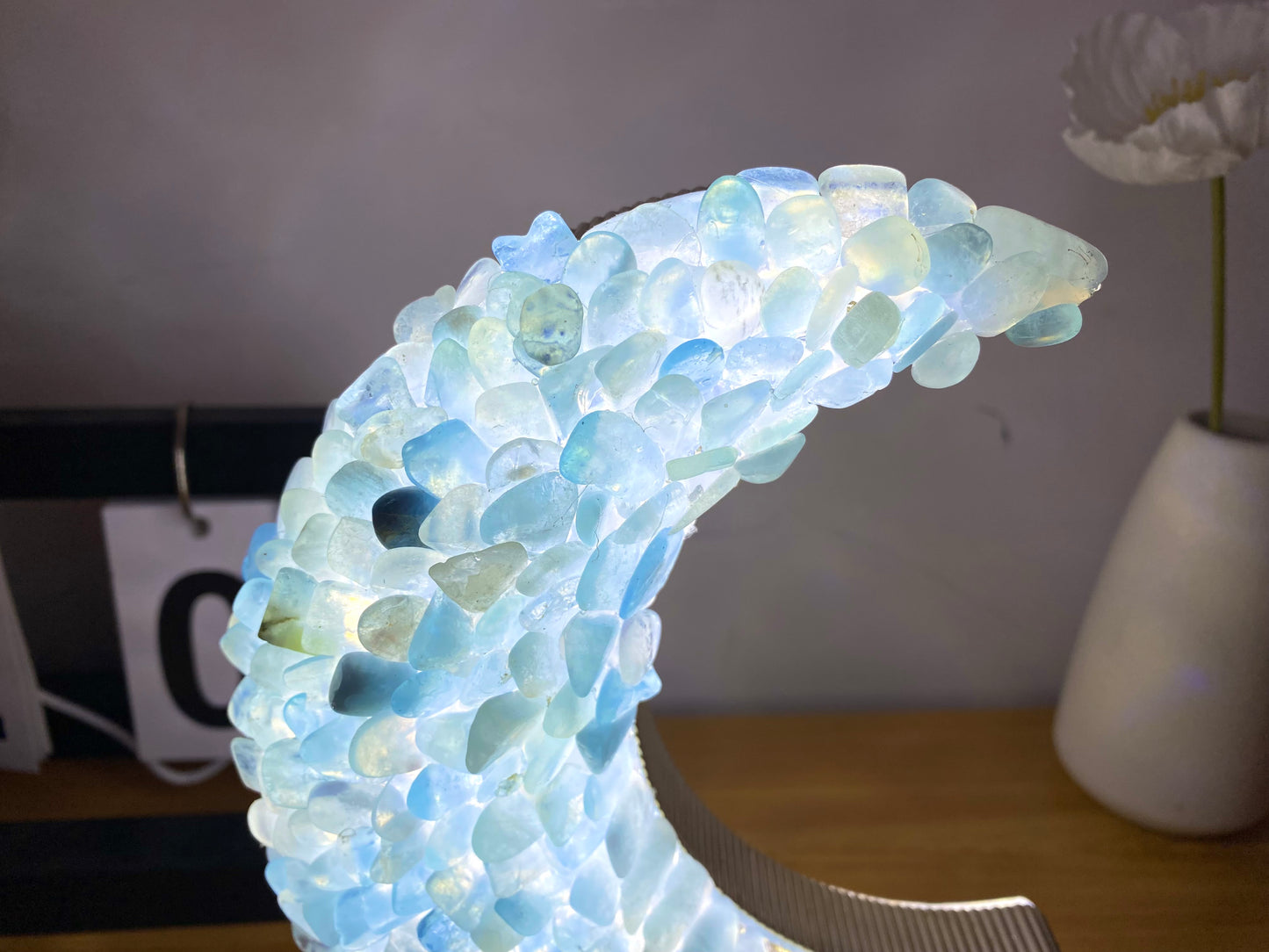 Tiger Handmade Aquamarine Gemstone Lamp, Crystal Moon Lamp, Table Lamp,Desk Lamp, Citrine Lamp,Moon Light,Home Decor,USB Light, Crystal Light,Night Light