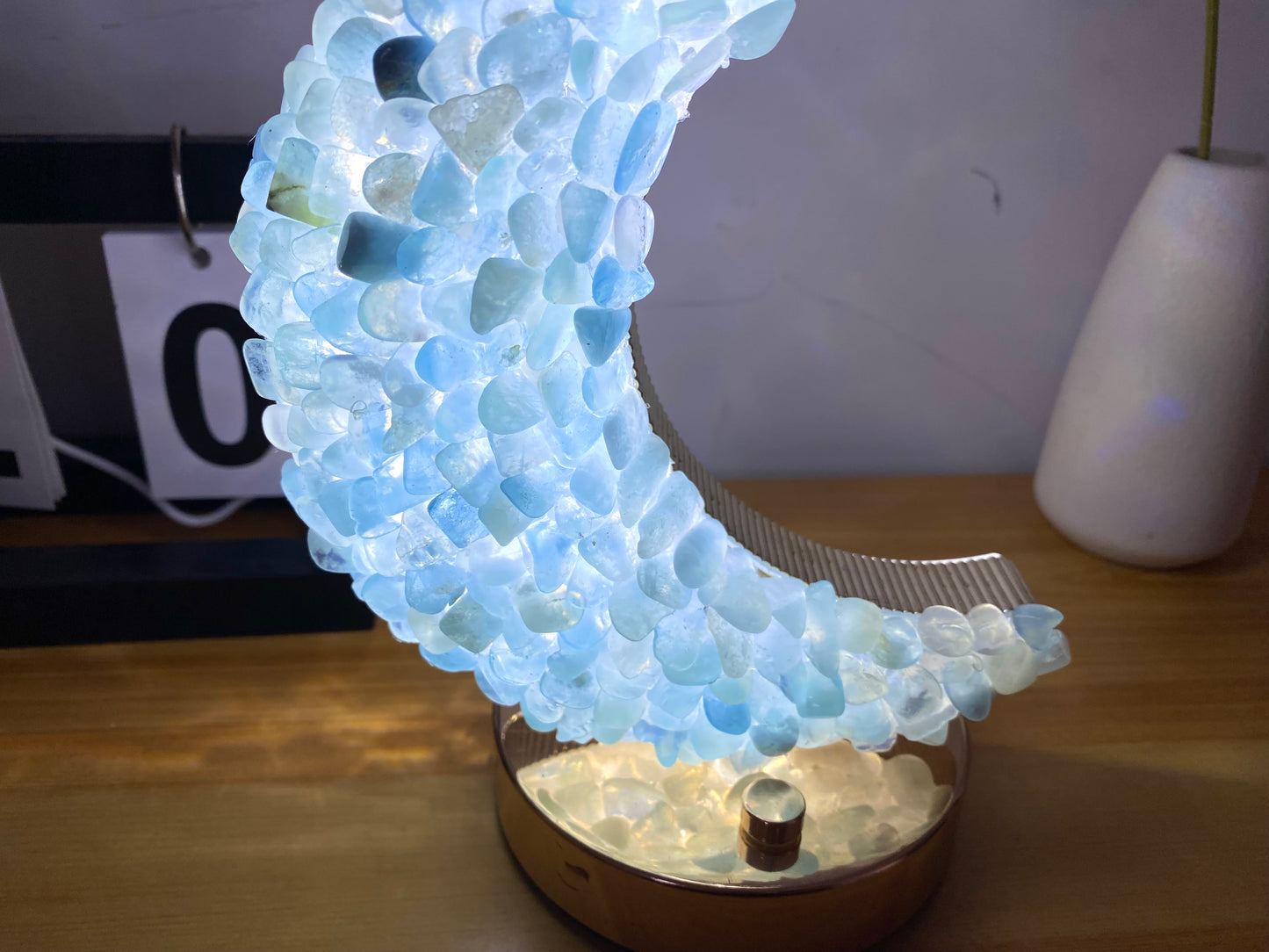Tiger Handmade Aquamarine Gemstone Lamp, Crystal Moon Lamp, Table Lamp,Desk Lamp, Citrine Lamp,Moon Light,Home Decor,USB Light, Crystal Light,Night Light
