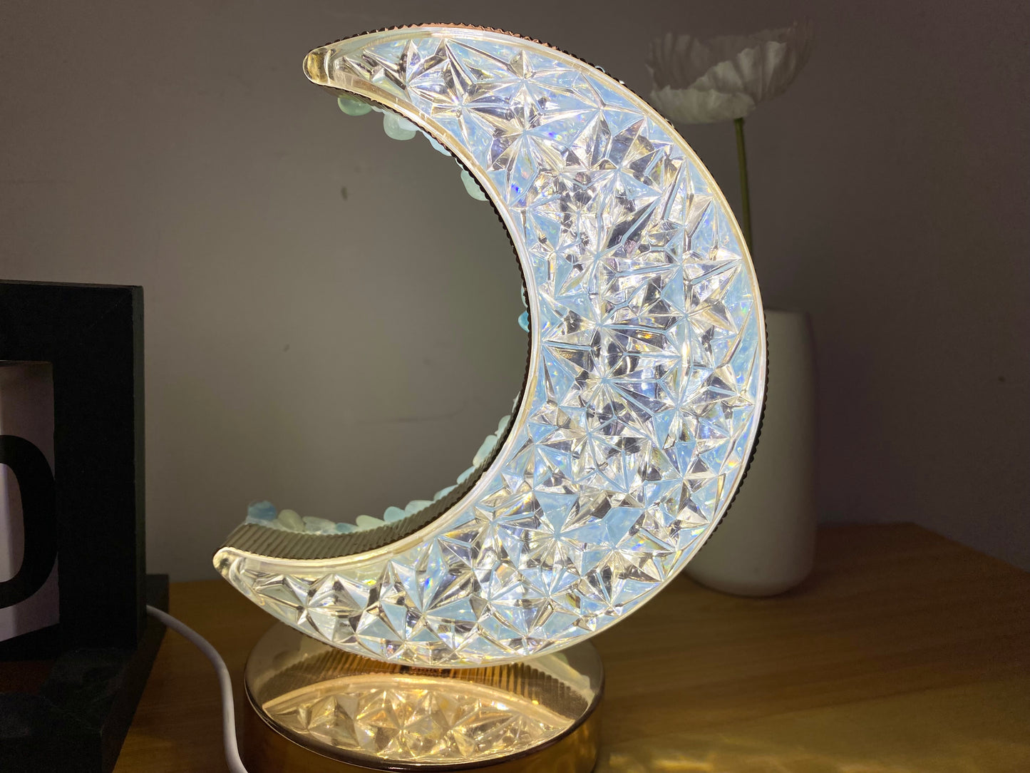 Tiger Handmade Aquamarine Gemstone Lamp, Crystal Moon Lamp, Table Lamp,Desk Lamp, Citrine Lamp,Moon Light,Home Decor,USB Light, Crystal Light,Night Light