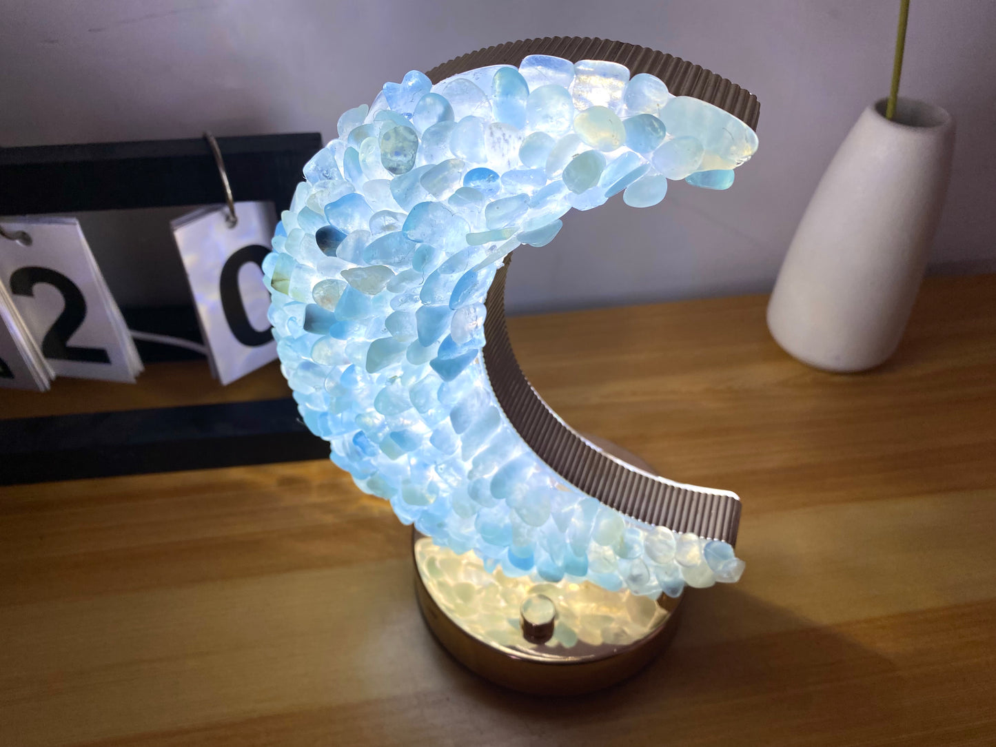 Tiger Handmade Aquamarine Gemstone Lamp, Crystal Moon Lamp, Table Lamp,Desk Lamp, Citrine Lamp,Moon Light,Home Decor,USB Light, Crystal Light,Night Light
