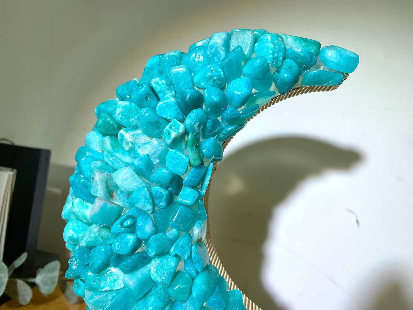 Snake Natural Amazonite Stone Lamps, Handmade Crystal Light, Table Lamp,Desk Lamp, Crystal Lamp, Moon Shape,Night Light, Gift. USB Light