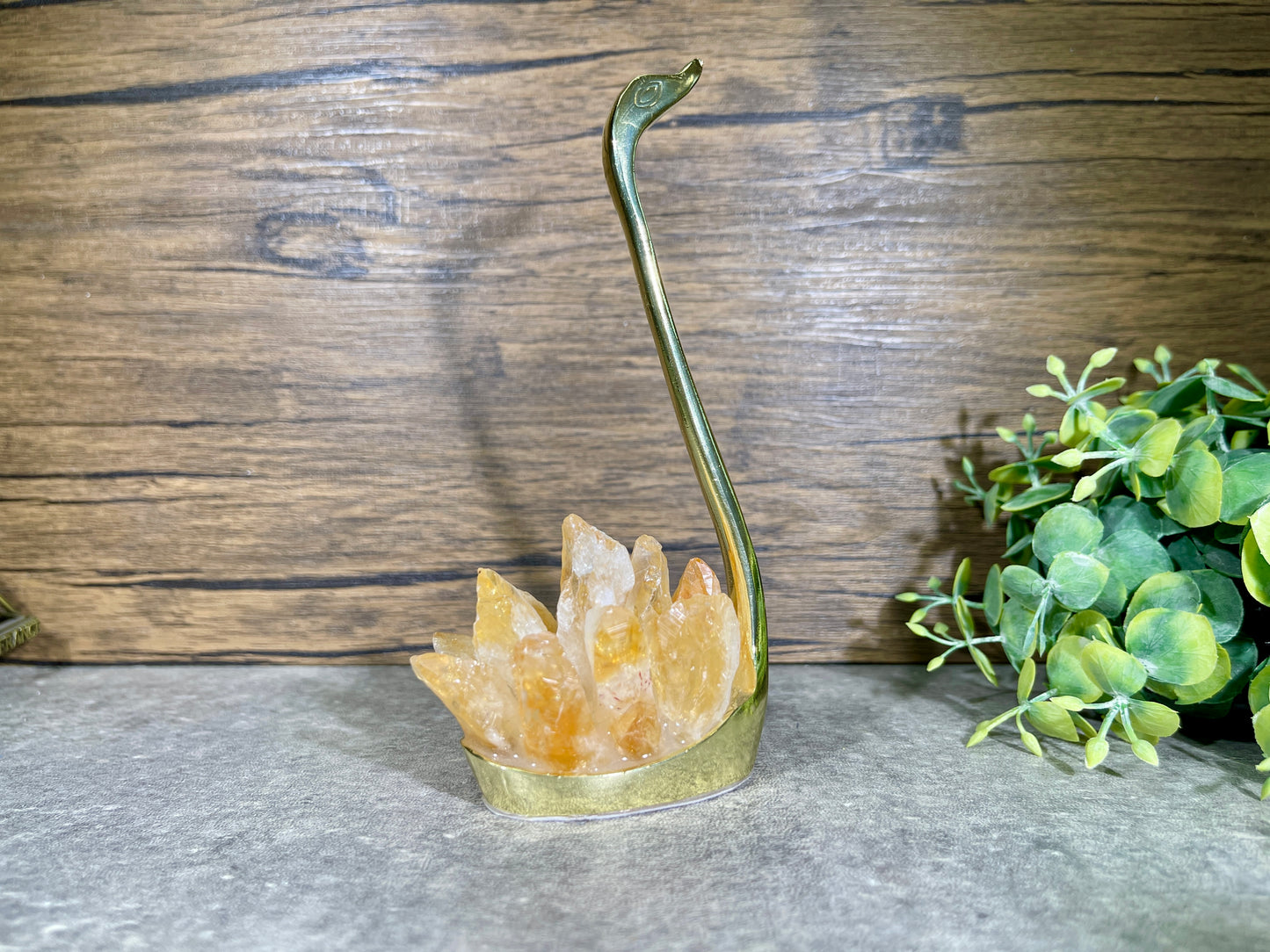 6'' Natural Citrine Swans, Crystal Swans, Crystal Animals, Crystal Decor