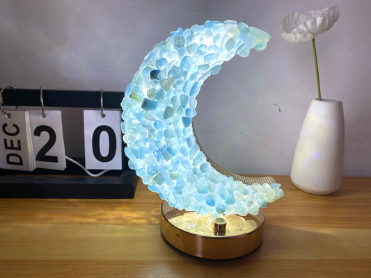Tiger Handmade Aquamarine Gemstone Lamp, Crystal Moon Lamp, Table Lamp,Desk Lamp, Citrine Lamp,Moon Light,Home Decor,USB Light, Crystal Light,Night Light