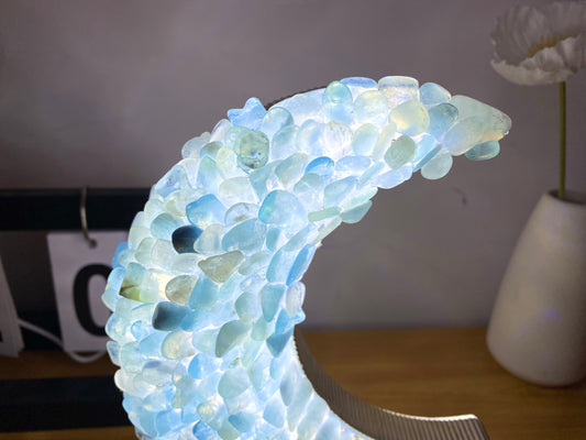 Tiger Handmade Aquamarine Gemstone Lamp, Crystal Moon Lamp, Table Lamp,Desk Lamp, Citrine Lamp,Moon Light,Home Decor,USB Light, Crystal Light,Night Light