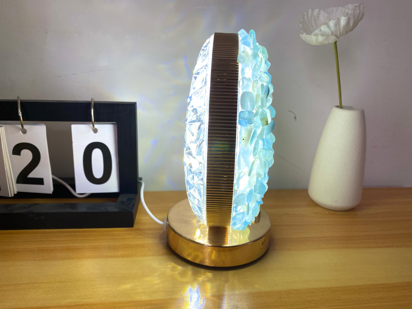 Tiger Handmade Aquamarine Gemstone Lamp, Crystal Moon Lamp, Table Lamp,Desk Lamp, Citrine Lamp,Moon Light,Home Decor,USB Light, Crystal Light,Night Light
