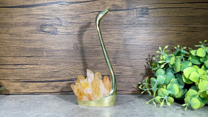 6'' Natural Citrine Swans, Crystal Swans, Crystal Animals, Crystal Decor